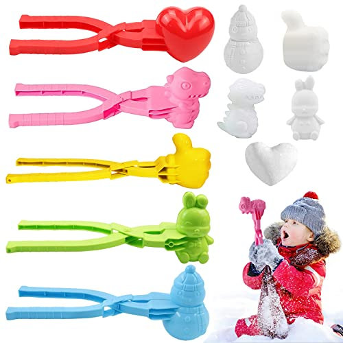 KOIROI 5 Stück Schneeball Former, Winter Schneeball Maker, Sandball Schneeball Clip, verschiedenen Formen, Schnee Sand Spielzeug für Jungen Mädchen Spaß für Winter Schnee Strand (D)