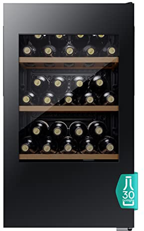 Hisense RW12D4NWG0 - Cantina vino 30 bottiglie, Monotemperatura, Vetri anti UV, ripiani in legno, Display Touch, Illuminazione Led