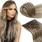 LaaVoo Echthaar Clip in Extensions Blond Balayage Echthaar Extensions Clips Doppelt Tressen Clips Extensions Echthaar Ombre Hellbraun Blond 105g 7pcs #8/60/8 45cm