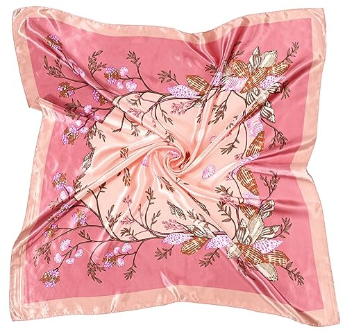 DRESHOW 90x90cm Große Quadratische Schals für Damen Seide Kopftuch Bandanas Haartuch Halstuch Haarschmuck