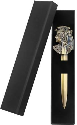 Ruksifg Ouvre-lettres en métal antique, coupe-enveloppe, pharaon de l'Égypte antique bronze avec boîte cadeau (lot de 1)