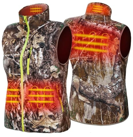 FRoon Gilet riscaldato Mimetico da Uomo, Fodera in Pile Super Morbida, con Cappuccio riscaldato Retrattile e Pacco Batteria per Caccia, Escursionismo,L,Color A