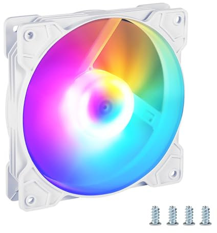 LEUUD Ventola per Case da 120 mm 4 pins, Ventola per case PC 1,200 RPM, Bassa Rumorosità 16 dBA, LED RGB Ventola PC per Computer Desktop