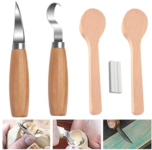 HEKOBAG Kit di Attrezzi per Intagliare Legno, 5 Pezzi Strumenti Professionali per Lavorazione Del Legno Fai Da Te