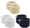 NYGGTYK Cordones redondos, 3 pares, 160 cm, algodón, tejido a mano, multiusos, negro, blanco, blanco roto, Negro, blanco, blanquecino, Talla única