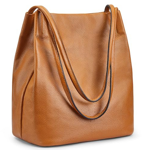 Kattee Damen Handtaschen und Tragetaschen aus weichem Echtleder Schultertasche mit magnetischem Druckknopfverschluss oben Groß