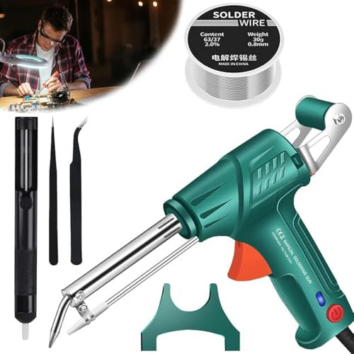 Ensemble de 5 pistolets à souder multifonctions pour réparation à la maison, bricolage, pistolet à souder chauffant externe 60 W, kit de pistolet à souder amovible (vert)