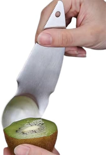 Kioriur Cucchiaio Kiwi, taglia-frutta in acciaio inox, lama combinata, per verdure e frutta, per avocado, versatile, utilizzabile per utensili da cucina