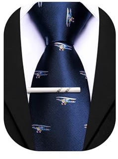 Barry.Wang Corbatas de seda para hombre, divertido juego de corbata y clip de corbata para boda, fiesta, negocios, formal, extra largo, One Size