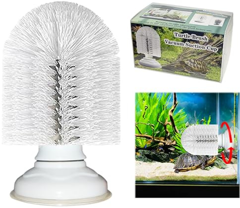 Turtle Brush with Suction Cup, Screw The Upgraded Turtle Scrub Brush Tightly on The Glass, It is Not Easy to Fall Off and Slide, Helping The Turtle Remove Dirt on The Back and Abdomen.