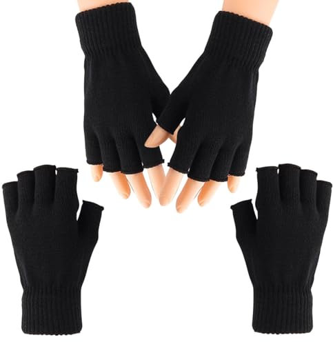 HFMYGS Fingerlose Strick Handschuhe, Warme Halbfinger Handschuhe, Halbe Fingerhandschuhe, Warme Winter Fingerless Gloves Für Frauen Kaltes Wetter, Gestrickte Fäustlinge Handgelenk-Armstulpen
