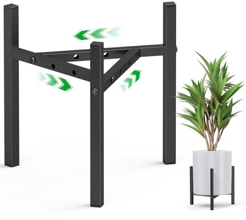 Pflanzenständer, Blumenhocker Innen, Verstellbarer Blumentopfständer, Metall Pflanzenregal Blumentreppe für Zimmerecke Wohnzimmer Balkon Terrasse Fenster Garten Hof(Nur Pflanzenständer)-Schwarz-1 PCS