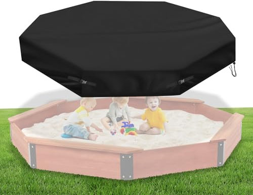 Fizentia Octagon Sandbox Cover,500D Waterproof Large Sandboxe Cover,Oxford Fabric Outdoor Sand Box Cover Protect Sandbox and Toys with Buckles and Drawstring-84 x78 x9 in