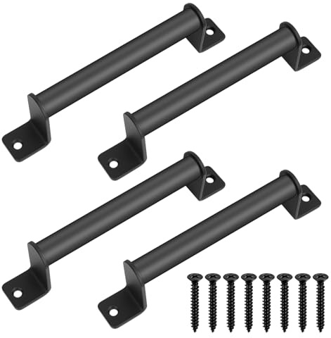 QJKEJI 4 Stück Türgriffe Schwarz für Küchenschränke, Möbelgriffe für Kleiderschrank, Schubladen und Garage