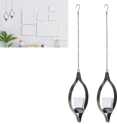 2 Piezas de Candelabros Colgantes, Construcción Metal Resistente Instalación Fácil Vela Pared Hierro.