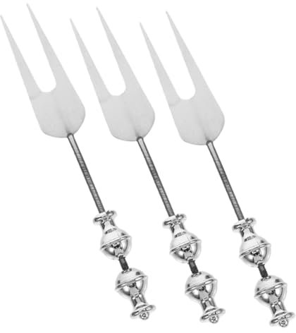 SOIMISS 3pezzi Forchette Da Frutta in Acciaio Inossidabile Perline Decorative Per Dessert Antipasti e Picnic Utensili Portatili Per Ragazza e Feste