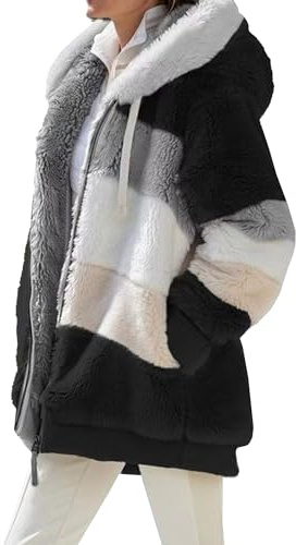 Damfleecejacka Plyschjacka fuskpälsjacka Huvjacka Cardiganjacka Zip Teddy Fleecejacka med huva