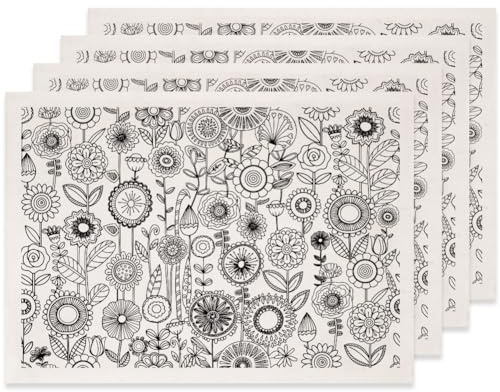 SUPERDANT Láminas de transferencia para cerámica con flores abstractas, 4 unidades, papel de transferencia de cerámica, accesorios para manualidades, color negro