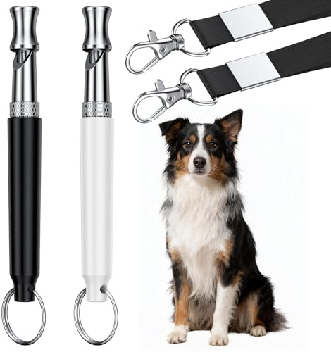 Atevn Dog Whistle, 2 Pack Dog Training Whistle with Lanyard, Adjustable Ultrasonic Silent Dog Recall Whistles, Professional Dog Whistle to Stop Barking Neighbors Dog