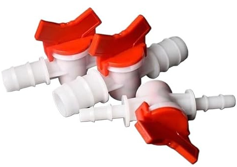 Vanne à bille, 1 vanne de régulation d'eau en plastique, raccord cannelé for tuyau 4, 6, 8, 10, 12, 16 ou 25 mm, connecteur micro-irrigation for aquarium et jardin (16 x mm)(12 12mm)