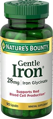 Nature's Bounty Gentle Iron 28 mg Capsules, 90 Count
