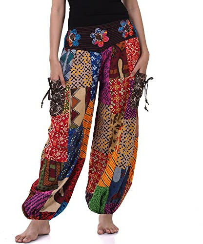 PRINCESS OF ASIA Strahlend Bunte Hippie Jeans Patchwork Hose Haremshose Aladinhose Pumphose für Damen & Herren