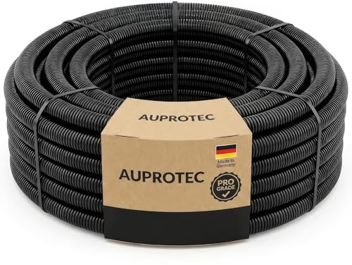 AUPROTEC 10 m Corrugated Conduit Slotted, Inner Ø 7.5 mm I UV & Heat Resistant Polypropylene I Flexible Hose as Cable Protection for Outdoor & Indoor Use I Black