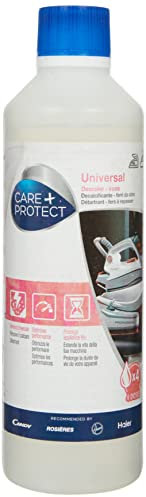 Care + Protect 35602109 universal iron liquid de-scaler bottle-removes lime scale, ensuring high performances of your iron. Monthly treatment recommended, 500ml, White