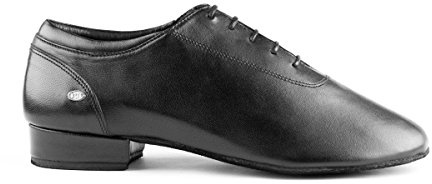 Portdance PD016 - Zapatos de baile estándar para hombre, piel negra, 2 cm estándar, fabricados en Portugal, Negro , 43 EU