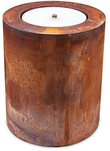 Scheulen Cilindro Metal Oxidado, Incluye Cuenco de Llamas Diámetro 26 cm/30 cm