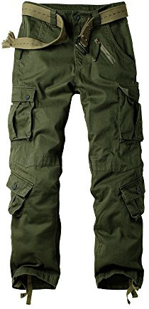 Aeslech Mens Cargo Work Combat Trousers Tactical Army Military Casual Cotton Workwear with 8 Pockets Army Green 34