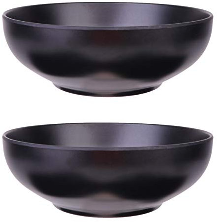 Bols à céréales lot de 2 saladier, Ramen Nouilles Bol Bols à Soupe, Bol à fruits pour Ramen Pho Nouilles Plats Asiatiques 19 cm, Passe au lave-vaisselle et au micro-ondes, Noir