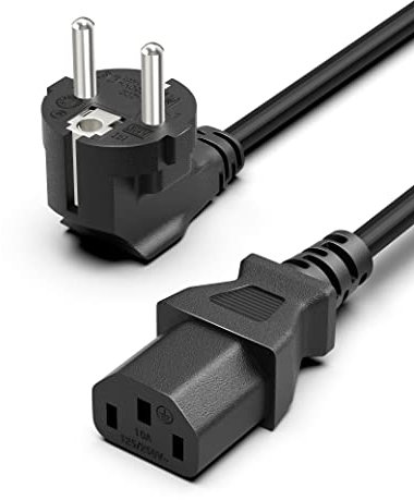 BICMIC 3M Cavo IEC cavo di alimentazione Spina di contatto di protezione CEE 7/7 E+F 90° angolato su C13/3 pin adatto per PC, computer, TV, monitor, schermo, stampante, videoproiettore, proiettore
