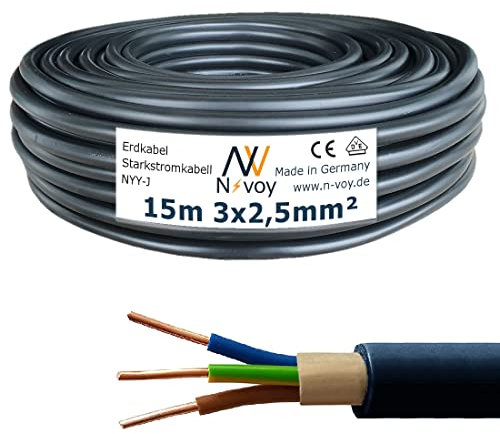 NYY-J 3x2,5 mm² 15m (Var.5-50m) Erdkabel Starkstromkabel in Beton Erdreich VDE 0276 M134