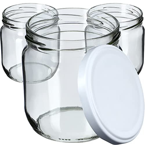 KADAX Lot de 48 bocaux de conservation 425 ml avec couvercle à visser fi82 mm pour le mise en conserve, la mise en pot, la conservation et la préparation des repas - Bocaux hermétiques Twist-off
