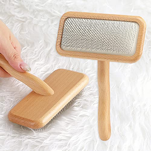 Astfys Tappeto pettine in legno di pecora, spazzola in lana di pecora, per cardare pelliccia, ripristina la morbidezza e la consistenza dei tappeti (legno naturale, 1 pz)