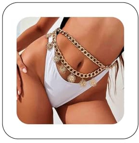 Aneneiceera Boho Stratificato Oro Spessa Vita Catena Sexy Sole Imbracatura Corpo Catena Multi Fila Grosso Cubano Catena Dell'anca Unico Stratificato Bikini Corpo Catena Gioielli Accessori Per Le Donne