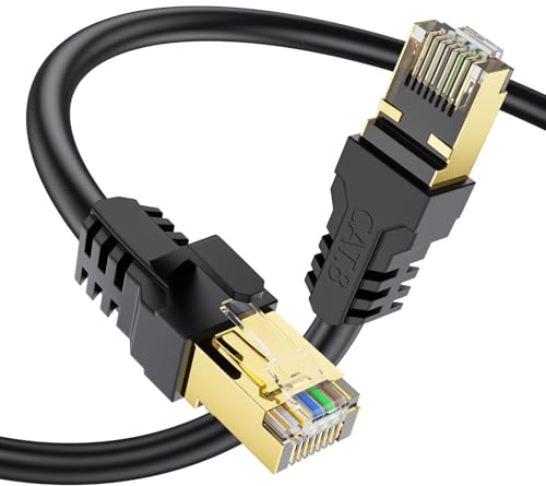 YSONG Cavo Ethernet Cat 8 2M/Cavo Lan alta Velocità 40Gbps 2000MHz, Cavo RJ45 Placcato Pro, per PC/Modem/Router/Giochi, Più Veloce di Cat7/Cat6/Cat5