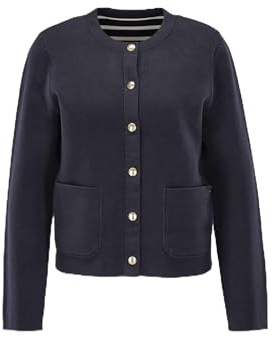 Tommy Hilfiger Chaqueta de Punto Mujer Cardigan Co Jersey Reversible Cardi con Botones, Multicolor (Breton STP Ivory Petal/Dsrt Sky), S