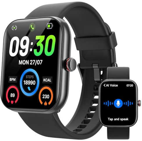 Smartwatch Damen Herren, 1,91 Fitnessuhr Damen mit Telefonfunktion, Alexa Built-in, Sportuhr mit 100 Sportmodi, Herzfrequenz Schlafmonitor SpO2, IP68 Wasserdicht, Smart Watch Herren für Android iOS