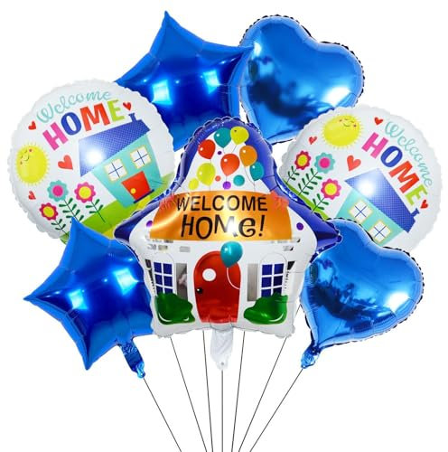 7 piezas de globos tridimensionales de película de aluminio para bienvenida a casa y fiestas navideñas