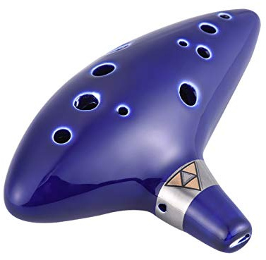 LEIXIUSM 12 Holes Zelda Ocarina Ceramic Alto C Vessel Flute Windwood Musical Instrument (Color : Blue)