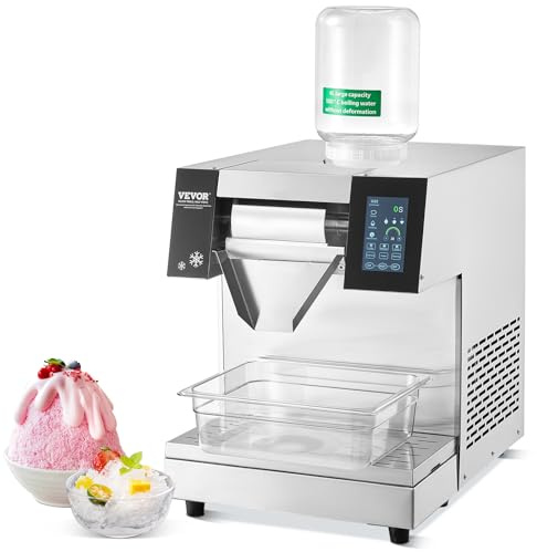 VEVOR Macchina per Ghiaccio a Fiocchi di Neve Commerciale, 260 kg/24 Ore, Macchina Ghiaccio Tritato in Acciaio Inox, Sistema di Raffreddamento ad Aria per Dissipazione Calore, per Panetteria, Bar