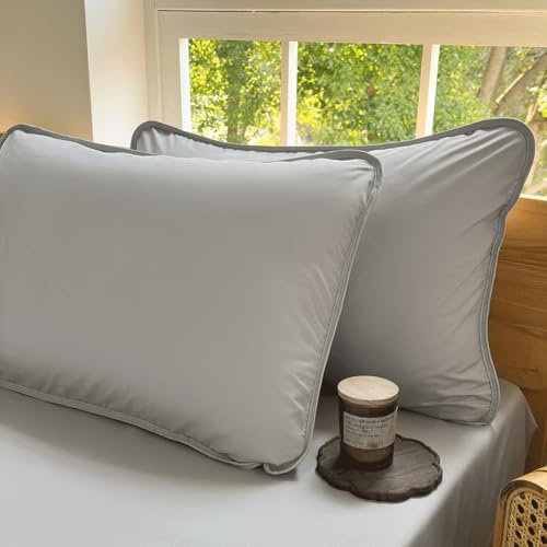 Milbenbezug Kissen 80x80cm 2er Set, Allergiker Kissenbezug, Kissenbezug gegen Hausstaubmilben, Allergie Bettwäsche Set Anti Milben 80x80cm Kissen, Grau