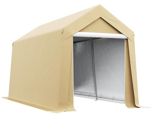Outsunny Abri de Jardin, Tente de Stockage, 2 x 3,6 m, imperméable et Anti-UV, Cadre en Acier galvanisé et Grande Porte, abri de vélo Garage pour extérieur, Beige