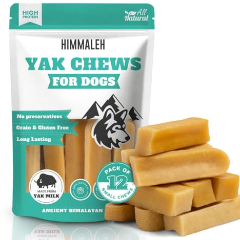 Himmaleh Yak Chews for Dogs, Small (12 Pack) & Puppy - Protein Rich Chew