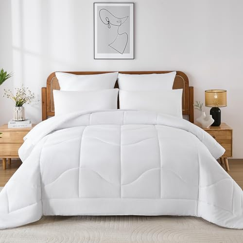 WONGS BEDDING Bettdecke 135x200 - Bettdecke Ganzjahresdecke 300 GSM Steppdecke135x200 Pflegeleicht & Atmungsaktiv Schlafdecke mit 1 Kissenbezug 80x80 cm, Weiß