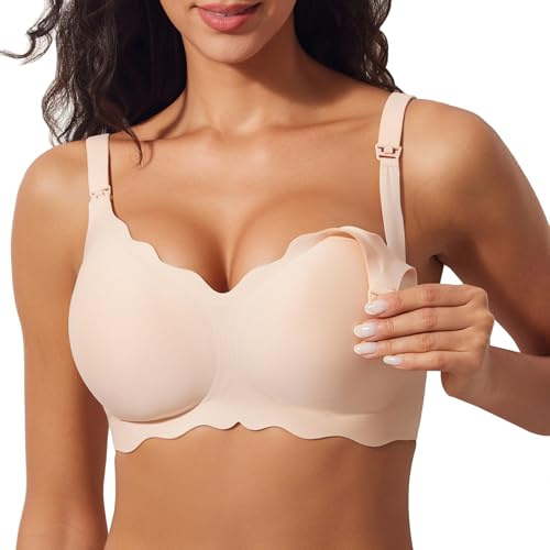 HIHOSSI Reggiseno Allattamento Senza Ferretto Ultra Morbido - Reggiseno Premaman Senza Cuciture con Spalline Regolabili, 3D Lift e Tessuto Traspirante per Gravidanza e Allattamento