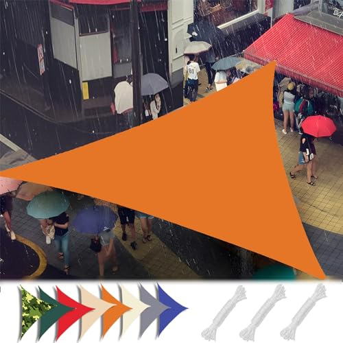 MAJINGC Sonnensegel Wasserdicht Dreieck 2.5X2.5X2.5M 98% UV-Schutz, Sonnensegel dreieckig für Garten Outdoor Terrasse Grau orange Farbe
