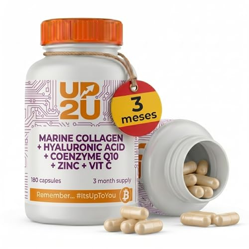 Colágeno Marino Hidrolizado con Ácido Hialurónico, Coenzima Q10, Zinc y Vitamina C – 180 Cápsulas (3 Meses) Máxima Dosis – Piel Firme, Articulaciones Fuertes y Energía